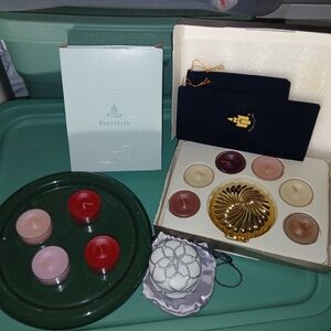 NEW PartyLite Candle Set with Holders 2 Dozen Tea Lite Candles Various Scents